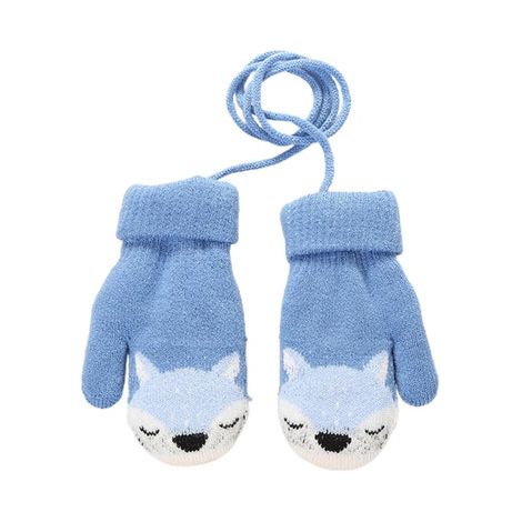 Moufles chaudes tricotées à bride arrière en forme de renard pour bébé (1/3)