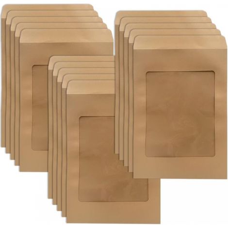 (Braun) 15er-Pack A4-Umschläge mit Fenster, Geschäftsumschläge, Vintage-Umschläge, mit transparentem Fenster, für Akten, Dokumente (1/5)