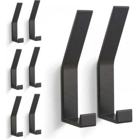 Set di 8 appendiabiti da parete (con viti invisibili), ganci moderni per vestiti, sciarpe, ecc. (Nero)
