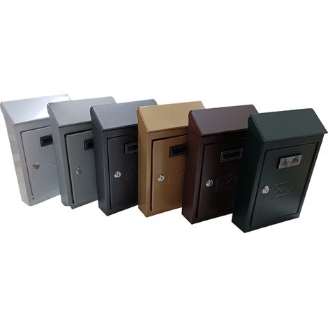 CASSETTA POSTALE ESTERNO A PARETE BUCA LETTERE IN ACCIAIO TETTO CHIAVE 30x20x6cm, "Antracite"