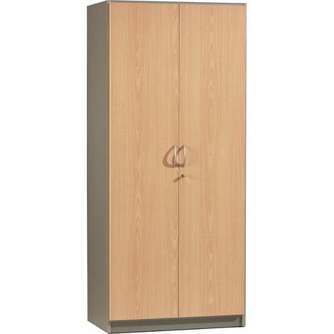Armoire Haute de Bureau 2 Portes Hêtre Alu 180 cm (1/2)