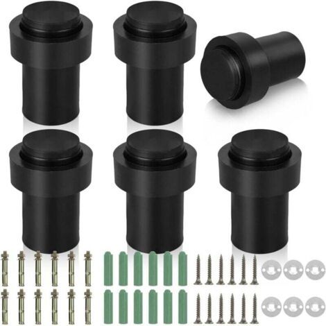 6 Pièces Butée de Porte de Noir, Bloc Porte de Diamètre 3,3cm et Haut 6cm, Stop Porte en Acier Inoxydable pour Sol et Mur (1/4)