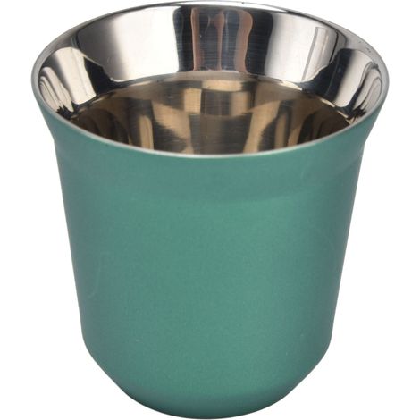 Tasse à Café en Acier Inoxydable 304 de 80 Ml, Tasses à Café Isolées à Double Paroi Tasse Thermo Mignonne avec Forme de Capsule pour Pique-nique en Camping en Plein Air(vert).