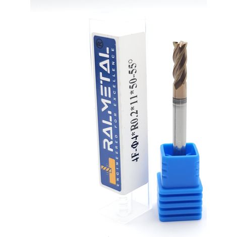 Fresa radiale in metallo duro integrale 4 x R0.2 x 4D x 50 mm 55 HRC (1/3)
