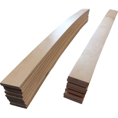 Lot de 15 lattes pour sommier et lit 680x48x8 mm Bois hêtre durable - 7 plis Remplacement - Rechange - Renfort pour sommier / bz / clic clac / canapé (1/4)