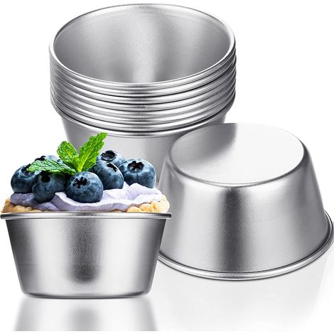 Moule À Tarte Individuel - En Alliage D'aluminium - Antiadhésif - Pour Flans, Cupcakes, Puddings Et Chocolats - Lot De 10 (1/5)