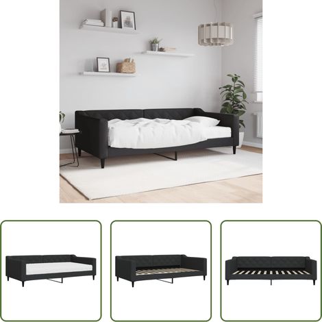 Schlafsofa -  Tagesbett mit Matratze Schwarz 100x200 cm Stoff (1/5)