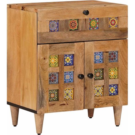 vidaXL  Bedside Cabinet  Natural 50 x 33 x 60 cm Solid Mango Wood