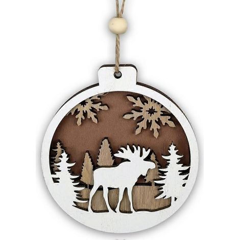 Boxwood Nativity Ornament With Wood Material For Christmas Tree And Religious Decor (1/5)