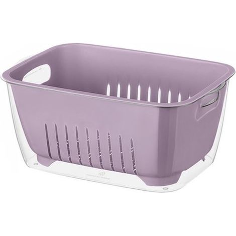 Panier égouttoir de cuisine 2 en 1 - Égouttoir - Panier à linge pour fruits et légumes - Panier de séchage - Violet (1/4)