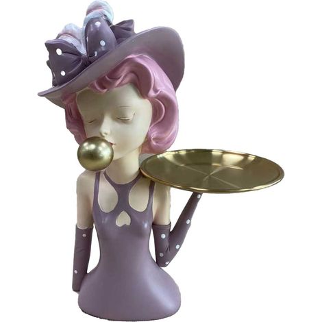 Statuina Donna in Resina rosa cm 22,8x13,3xh31