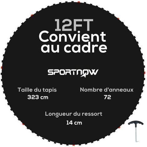 Ersatz-Sprungmatte für Trampoline. Kompatibel mit Trampolinen mit Ø 3,7 m und 14 cm Federn.