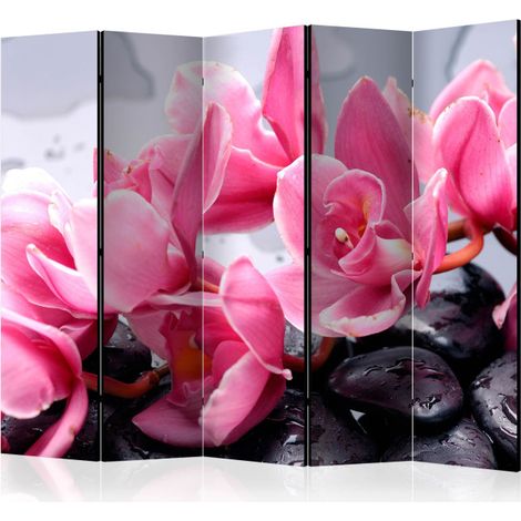 Paravent 5 Volets "Orchid Flowers with Zen Stones" 172x225cm (1/2)