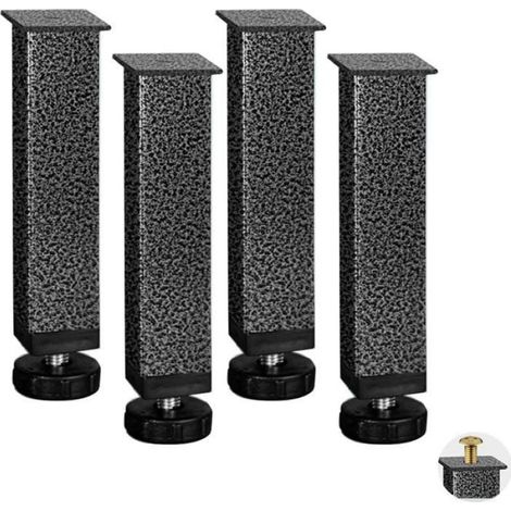 Lot de 4 pieds de lit réglables, pieds de support de meuble en métal, pieds et lattes pour cadre de lit, pieds de remplacemen (1/5)