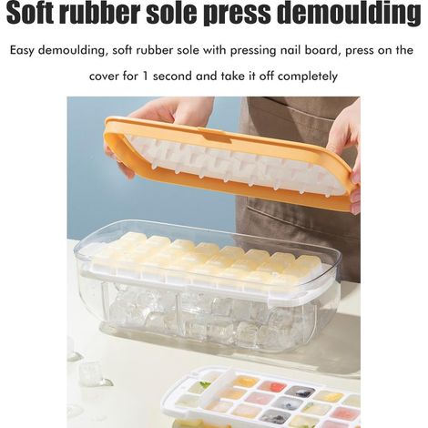 Eiswürfelform aus Silikon mit großem Fassungsvermögen, DIY-Eiswürfelbox für Zuhause, gelb, 2-lagiges Set (28 x 13 x 9,5 cm) (1/5)