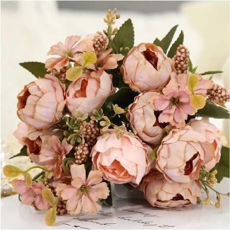 Bouquet De Pivoines Artificielles - Soie - Vintage - Décoration Table Mariage - 2 Pièces (1/5)