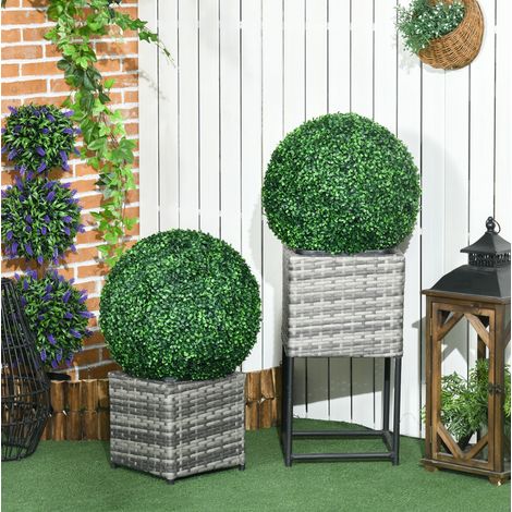 Bola de boj artificial 50 cm, lote de 2, planta decorativa verde de plástico DESVIAE (1/5)