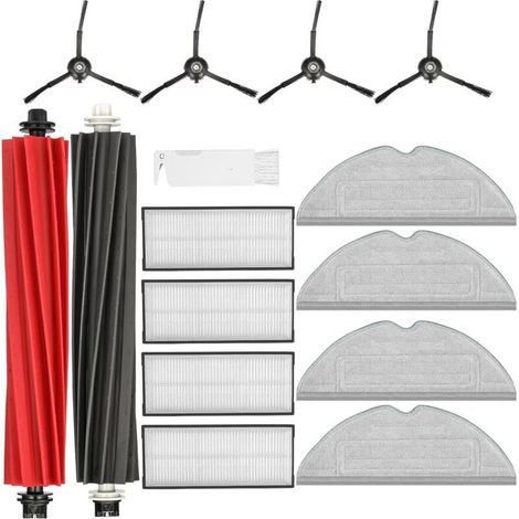 Lot de 15 accessoires pour robot aspirateur Roborock S8/S8+ avec 2 brosses principales (brosse DuoRoller), 4 lingettes, 4 filtres, 4 brosses latérales, 1 brosse de nettoyage, kit d'accessoires (1/4)