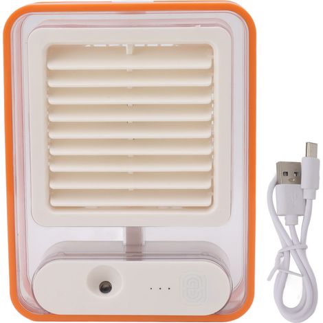 Ventilateur de bureau rechargeable USB, brumisateur portable avec veilleuse colorée et faible bruit (1/5)