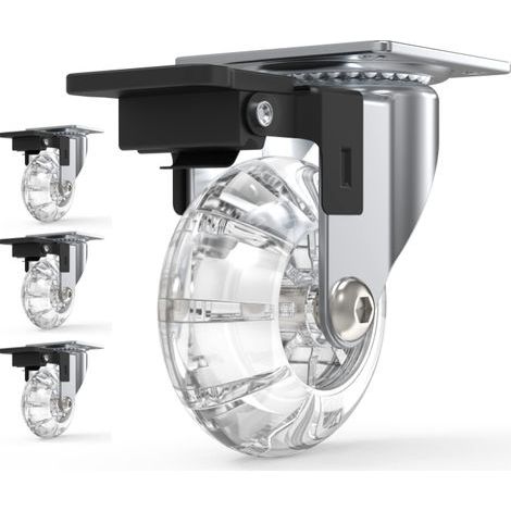 Set of 4 Furniture Casters with Brakes, 360° Swivel Casters, No Marks on Floors, Screws Included (1/5)
