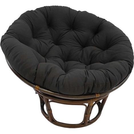 Grand coussin de chaise rond noir, coussin de chaise suspendu en rotin épais pour l'extérieur (1/4)