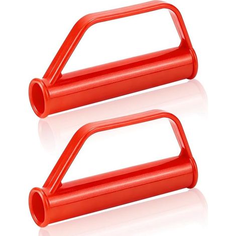 Lot de 2 poignées de sécurité pour diable de 25 mm, poignées de rechange avec protection contre les chocs, poignées pour diable, brouette, poignées de chariot empilables rouges (1/5)