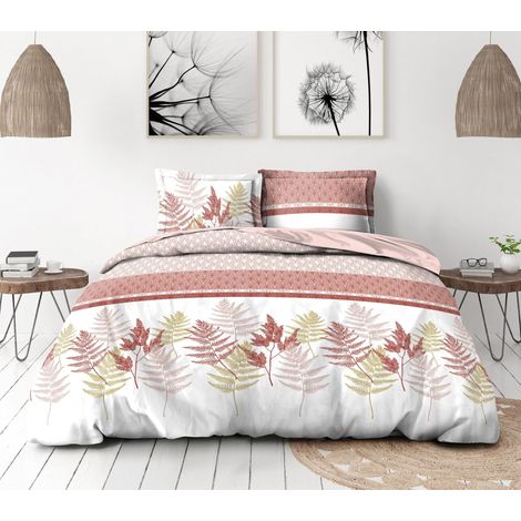 Parure de Couette 220x240 cm 3 pièces Percale de Coton Douce Housse + taie Blanc (1/5)