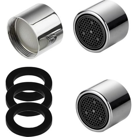 Aireador de grifo M22, juego de 3 aireadores de grifo, aireador de grifo ahorrador de agua con filtro de acero inoxidable para grifos de lavabo de baño y cocina, incluye 3 juntas. (1/5)