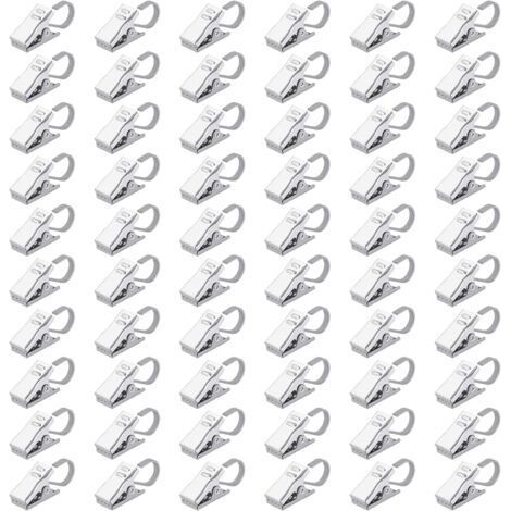 FENOPLASTICAPinces Rideaux Clips en Acier Inoxydable Crochets Rideau pour Anneaux Rideau Douche Partie Lumineuse Maison Décoration 60 Pièces (1/5)