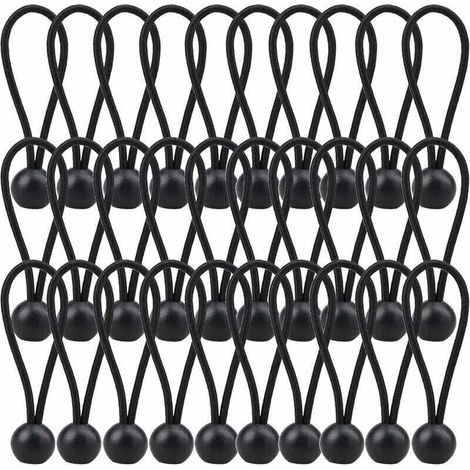 30 Pièces Tendeur Élastique, Tendeur Bache 140mm, Corde Elastique pour Bache pour Pavillon, Bâche, Camping, Tente, Rideaux Harnais d\\u2019Extension- Noir (1/4)