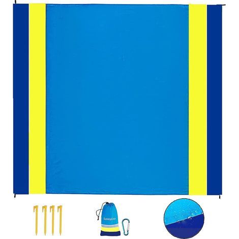 Couverture de Plage Anti Sable, Extra Large Tapis de Plage 210 x 200 cm, Couverture de Plage Tapis Pique-Nique Imperméable pour Plage,Pique-Nique,Vacances - Doux Portable Séchage Rapide-G (1/2)