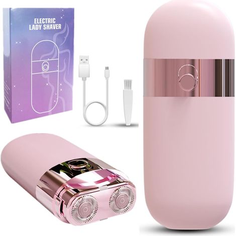 Épilateur pour Femme, Épilateur Rechargeable avec Double Tête de Rasoir, Mini Épilateur Électrique sans Fil pour le Corps, le Visage, les Zones du Bikini, les Aisselles, la Lèvre Supérieure (1/5)