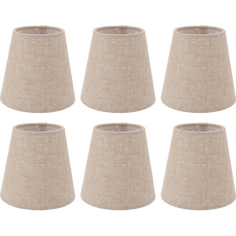 6 pièces petit abat-jour Clip sur tambour abat-jour en tissu de lin pour bougies ampoules accessoires d'éclairage (1/5)