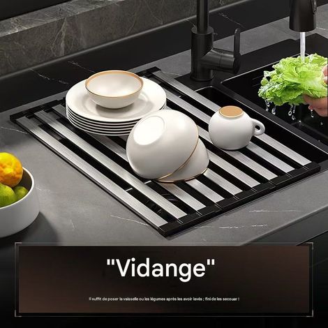 Étagère d'asphalte pliable cuisine vaisselle baguettes silicone rangement étagère (1/4)