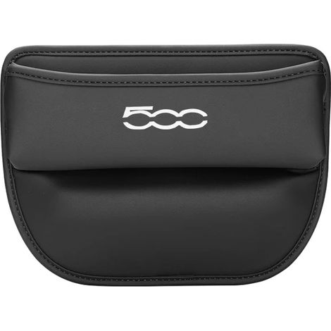 (1 pièce - noir - 500) Organisateur d'espace pour siège auto, sac latéral avec trou pour câble de chargement, boîte de rangement universelle pour siège auto Fiat 500