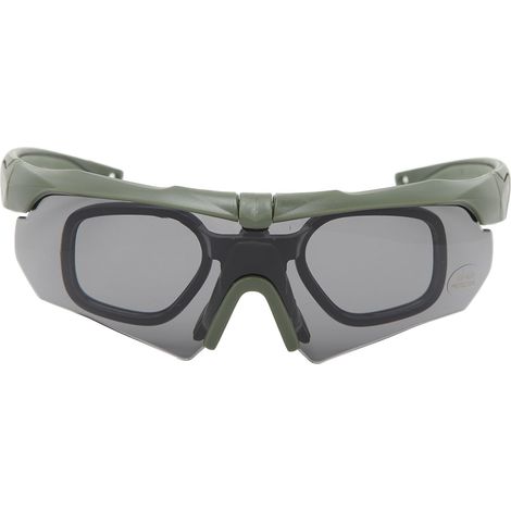 Schießbrille, UV-Schutz, Militärstil, wind- und staubdicht, Halbrahmen, für Damen und Herren, olivgrün. (1/4)