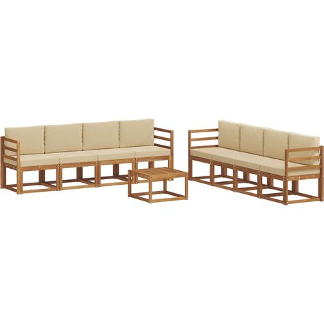 Outdoor Sofa Set with Cushion 9 pcs Natural and Beige vidaXL (1/5)