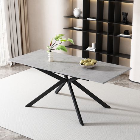 Table extensible rectangulaire 150/180 x 70 x 76 cm noir et gris HAVRYA (1/5)