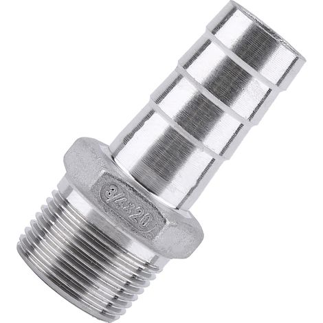 Raccord cannelé mâle en acier inoxydable 304 pour tuyau flexible, filetage 3/4" x 20 mm (1/5)