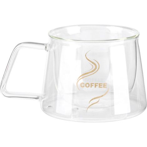 Doppelwandiger, isolierter Becher aus Borosilikatglas (95 x 70 mm) – Hitzebeständig bis 150 °C für Kaffee, Tee, heiße und kalte Getränke – 1 Becher für Büro, Café und Zuhause (1/5)