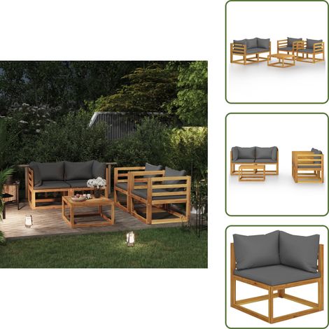 Salon de jardin 5 pcs avec coussin Bois d'acacia solide - Salon De Jardin - Mobilier De Jardin - Meubles De Jardin - Set De Salon De Jardin - Acacia Massif