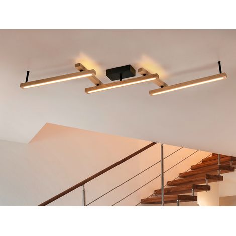 Große Deckenleuchte Vintage Verstellbare Holzstäbe Doppelte Led Bellari Trio Beleuchtung (1/5)