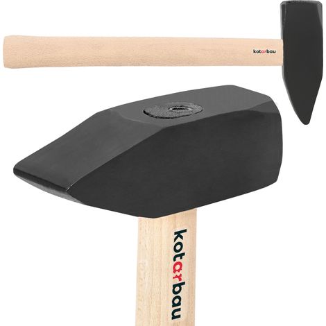 KOTARBAU® Marteau - Acier - 2 kg - Massette - Masse Outil - 40 cm - Marteau Forgeron - Masse pour Fendre le Bois - Noir Naturel - avec Manche en Bois - Ergonomique (1/5)