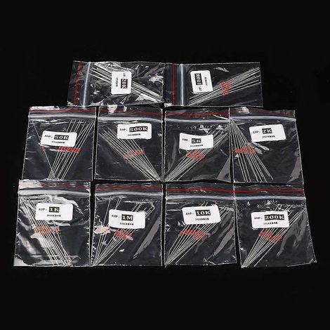 Lot de 100 thermistances de 10 valeurs différentes : 5 kΩ, 10 kΩ, 20 kΩ, 50 kΩ, 100 kΩ, 200 kΩ, 500 kΩ et 1 MΩ. (1/5)