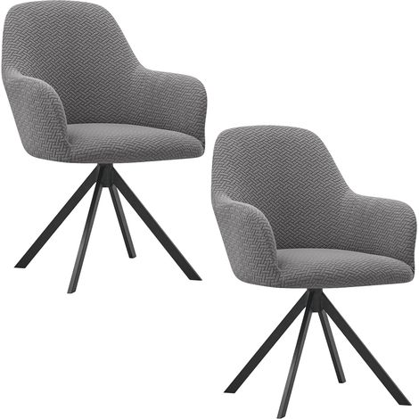 Lot de 2 housses de chaise avec accoudoirs, extensibles, amovibles à 360 °, housse de fauteuil avec jacquard, lavables, respirantes, pour salle à manger, salon, bureau, gris clair (1/5)
