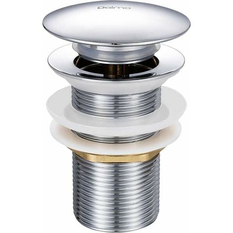 Scarico per lavabo a scomparsa senza troppopieno, scarico con valvola push open per lavabo in ottone, cromato G 1-1/4 - DDTP01TY (1/5)