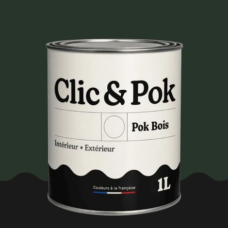 Peinture Bois Extérieur – POK BOIS - 1L - RAL 6009 - Vert sapin- Résistante aux intempéries - Ne s'écaille pas