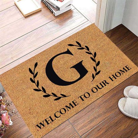 Tapis d'extérieur humoristique de bienvenue 60 x 40 cm, tapis d'entrée antidérapant pour porche, décoration de style champêtre, tapis d'intérieur compatible avec salle de bain, chambre et terrasse. (1/4)