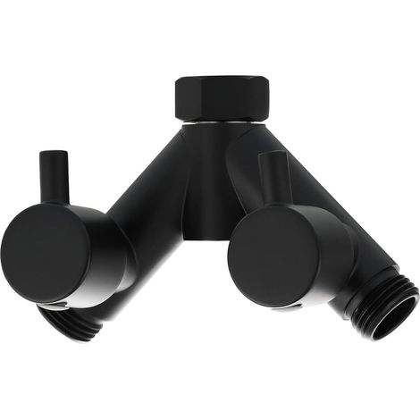 Robinet d'arrêt en laiton à 2 voies pour douche, adaptateur en Y, raccord de tuyau 1/2 pouce pour bras de douche, noir (1/5)