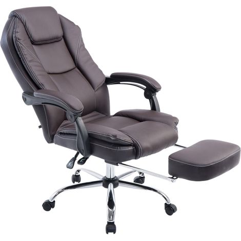 Sedia ergonomica da ufficio in materiale sintetico marrone con poggiapiedi e braccioli BUR10379
